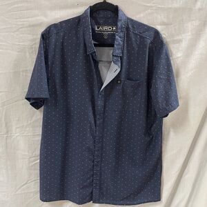 Laird Golf Active Shirt Button Up Blue Print Size Large